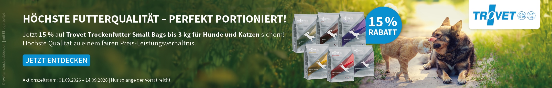 Trovet 15 % auf alle Small Bags Trockenfutter